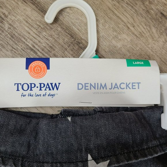 Top Paw Faded Black White Star Patriotic Denim Dog Jacket Size: L Shacket Shirt - Picture 5 of 6